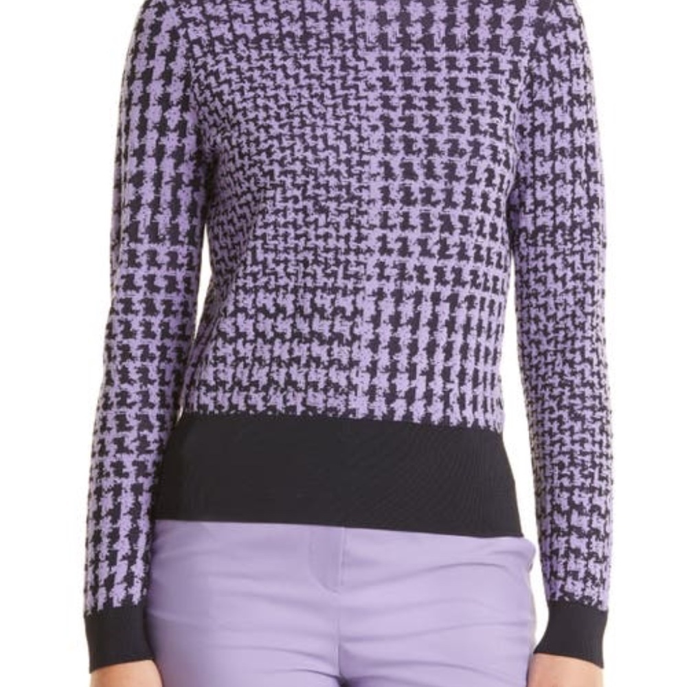 BOSS Favianna Wool & Cotton Blend Sweater in Paisley Purple Fantasy Size X-Small - Picture 3 of 10